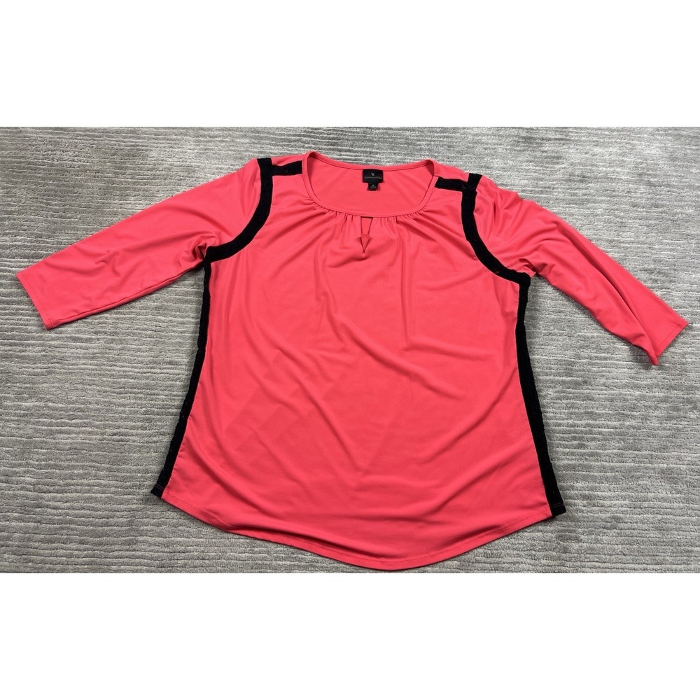 Worthington Blouse Top Womens XL Pink 3/4 Sleeve Polyester Blend Casual